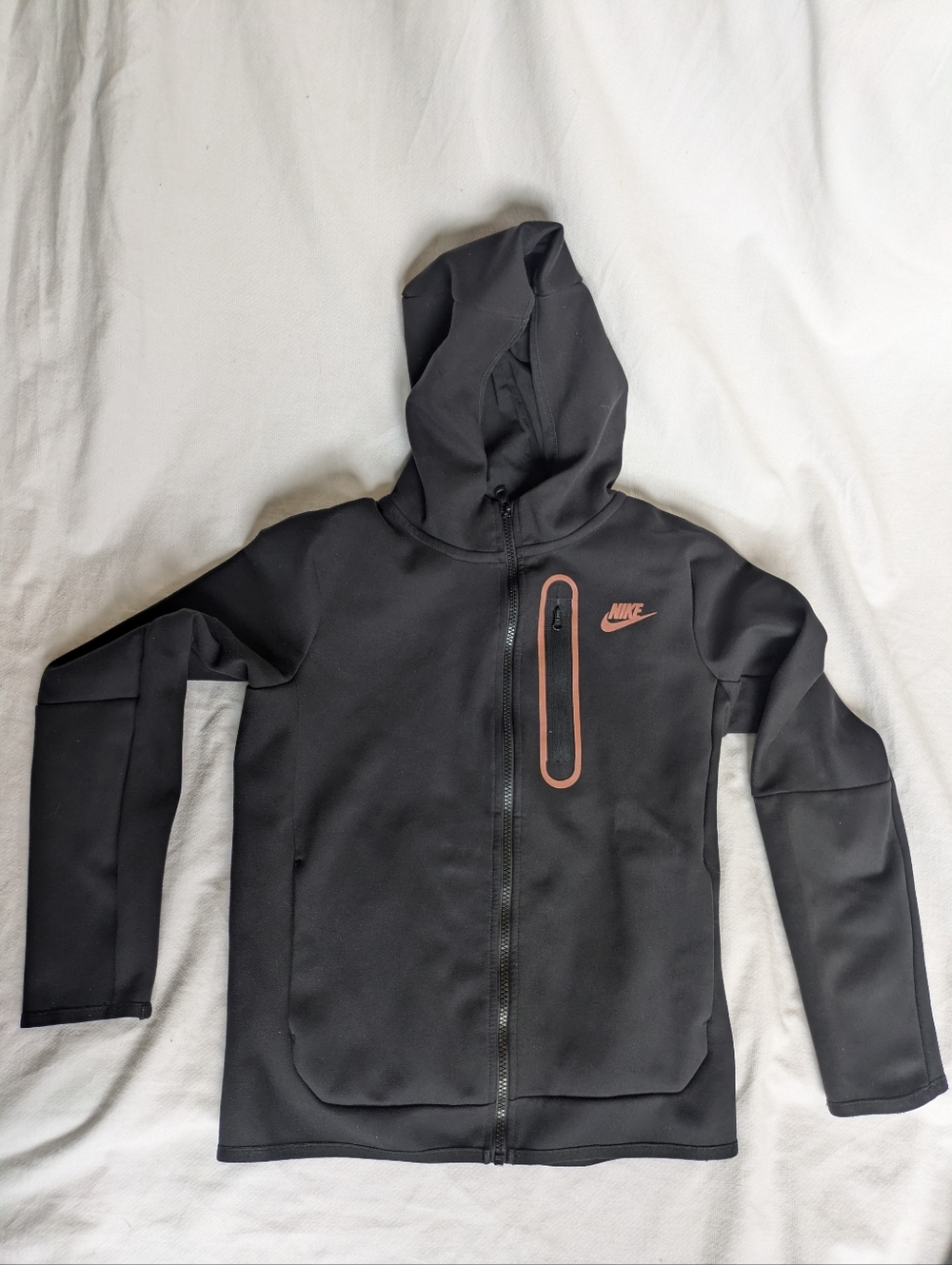 Nike Hooded Tech Fleece Youth Large Black With Pink Zipper Pocket